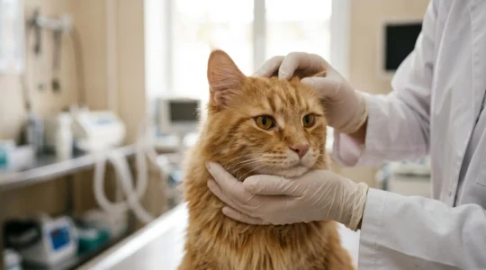 Chat de race en consultation vétérinaire illustrant les enjeux des maladies chroniques et de l'assurance animaux