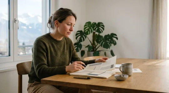 Personne comparant des options d'assurance santé pour économiser sur les primes maladie en Suisse