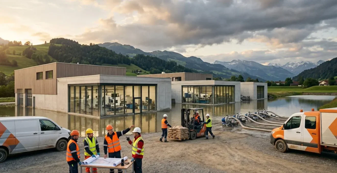 Environnement industriel après sinistre nécessitant reconstruction et maintien des activités