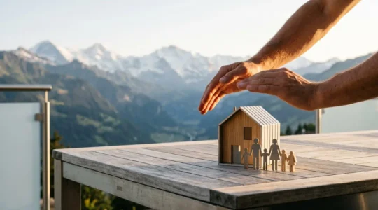 Scène représentant la protection du patrimoine familial en Suisse grâce à l'assurance responsabilité civile privée